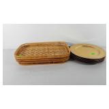 Dinnerware, includes four wicker trays and seven