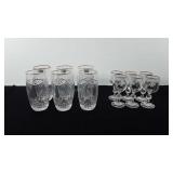 Crystal, includes six I.G. Durand gold rimmed