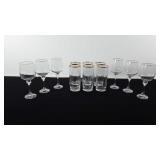 Bohemia glassware, includes six gold rimmed water