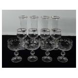Glassware, all gold rimmed, includes four