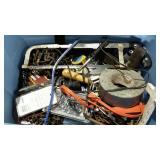10 gallon Rubbermaid tote full of tools, some