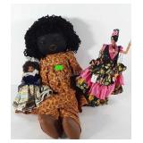 Three dolls, one marked made in Spain