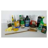 Tote full of household and gardening chemicals,