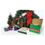 Holiday group,  includes wreaths, ornaments, Elf