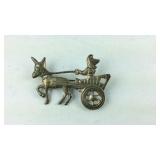 Sterling silver Mexican mule and Cart pin