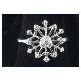 Size 7 Sterling silver diamond ring