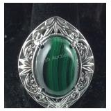 Size 11 malachite karis brass ring