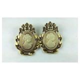 Two cameo brooches Austrian crystal