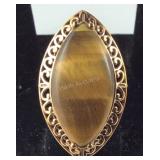 Size 7 tigers eye ring elongated in bronze