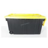Sterilite tote with handle and wheels, 21 x 35 x