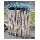Outdoor Planter, slab wood strip exterior,