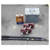 Misc. Hardware, tree limb loppers, 2 dumbbells,
