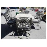 7pc Outdoor Table Set, 6ft stone top Table with a