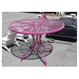 Outdoor Table, 42" round mesh top on wrought iron