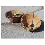 Two 14" Moss lined Hanging Flower Baskets
