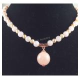 Galilea rose quartz and freshwater peach pearl