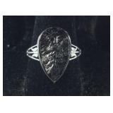 Size 7 Sterling 6.50ct shungite solitaire ring