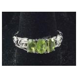 Size 10 peridot 3 stone 5ct stainless ring