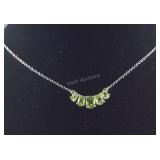 Sterling 2.50ct peridot 5 stone 18-20in necklace
