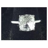 Size 9 Sterling Swarovski crystal 4.25ct cushion