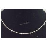 Beaded Silver Chain Necklace Marked 925 Italy 5.7