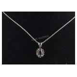 Amethyst Necklace  Pendant, size 18" Sterling