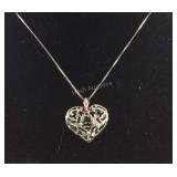 Diamond Cut Heart Pendant Necklace 5.7 grams