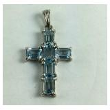 Blue Topaz Cross Pendant