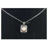 Genuine Pearl & Diamond Necklace  3.4 grams