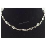 Vintage Ornate Silver Necklace Signed DGS Turkey