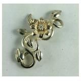 Silver & Gold Daisy Pendant Signed MA 3.6 grams