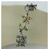 Multi-Gemstone Flower Bracelet 12.9 grams