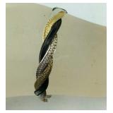 Black Gold & Silver Braided Snake Chain Bracelet