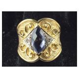 Gold Plated Mystic Topaz Ring w/ Genuine Diamond