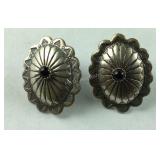 Concho Style Black Onyx Earrings 2.6 grams