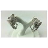 Jaguar Head CZ & Emerald Eyes Omega Backing