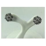 Flower Shaped CZ Stud Earrings 2.3 grams Sterling