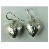 French Hook Heart Dangle Earrings 3.3 grams