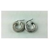 Brushed Silvertone  Hoop Lever back Earrings 5.9