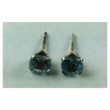 Blue Topaz Stud Earrings 0.6 grams Sterling