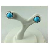 Faux Turquoise Stud Earrings 2.4 grams Sterling