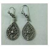 French Hook CZ Drop Earrings 4.3 grams Sterling