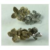 Two-Tone CZ Butterfly Stud Earrings 7.1 grams