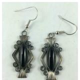 French Hook Black Onyx Southwestern Style Earrings