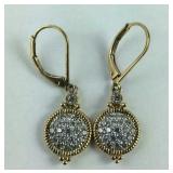 Gold Tone CZ Lever back Dangle Earrings 3.5 grams
