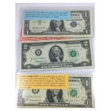 1976 $2 note, 1963B scar Barr note, and a old