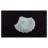 Jadite glass scallop shell dish, 7" across