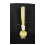 Yellow and white swirl art glass vase. Stands 18"