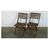 Two folding wood patio chairs, seller code LW