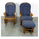 Rocker glider with a glider stool and an extra